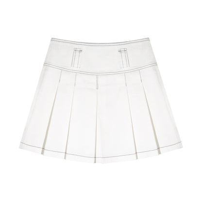 Jupe plissée en denim délavé blanc