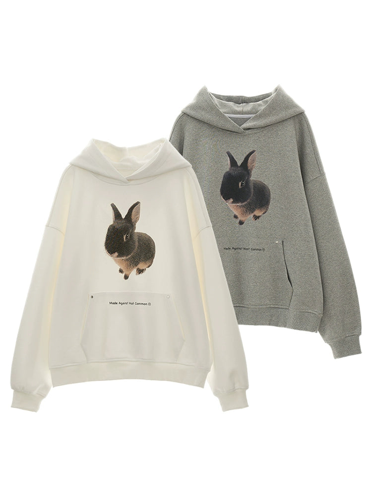 MAMC Cute Bunny Air Layer Hooded Sweatshirt Frauen Herbst/Winter 2024 neue lässige lockere Slouchy Jacke Top