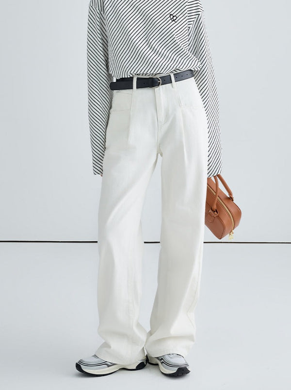 Tweed Coat With Straight Leg Jeans Pants Set