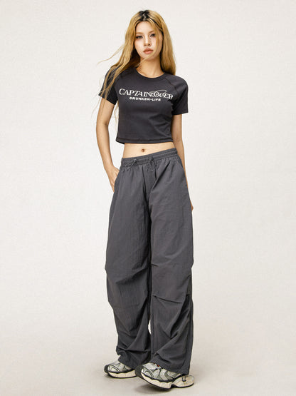 Retro Skinny Bedrucktes Cropped T-Shirt