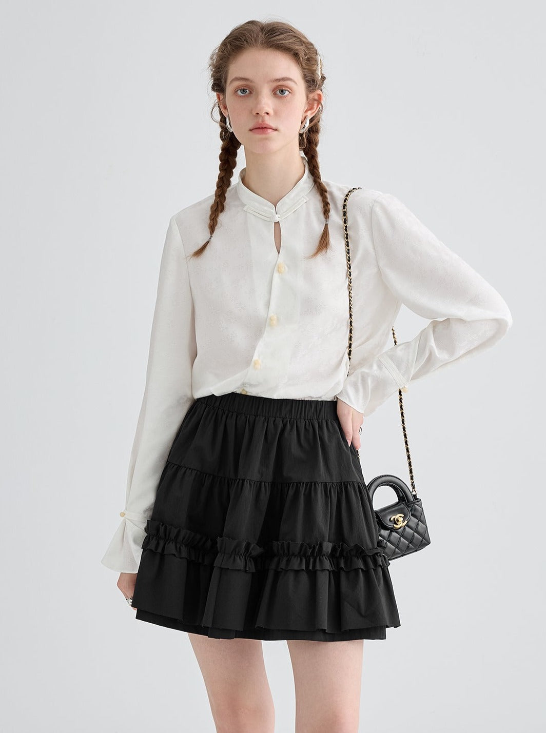 Double lace fluffy skirt