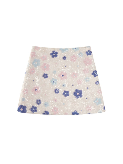 Embellished Sequin A-Line Skirt