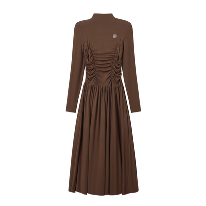 Preppy brown maxi dress