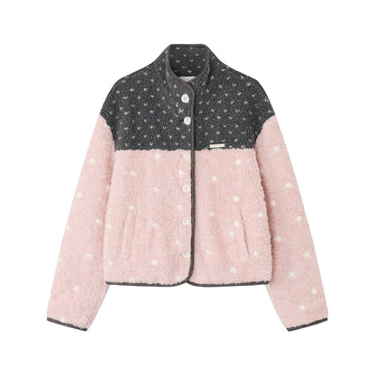 Lambswool Polka Dot Patchwork Jacket