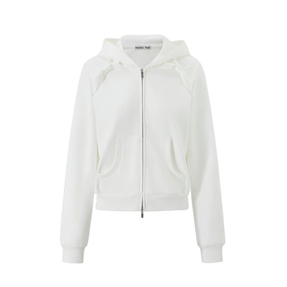Hooded Zipper White Jacket