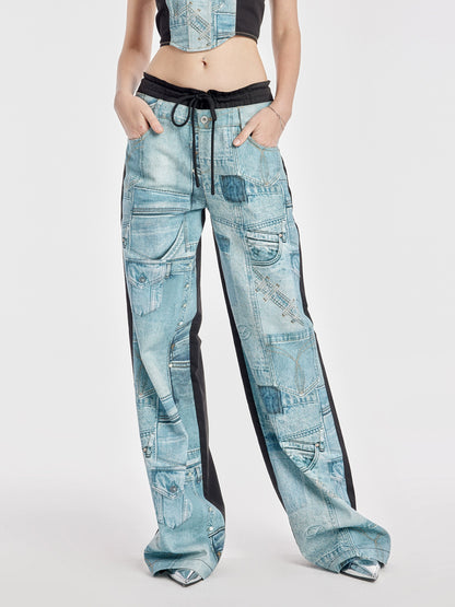 Ether Blue Stitched Jeans