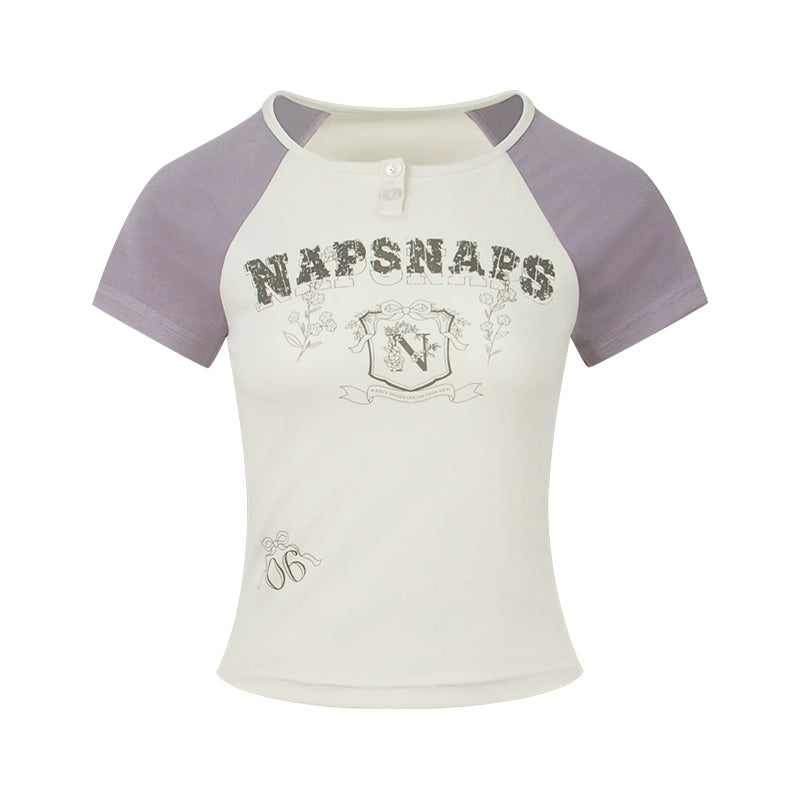 American Retro Contrast Raglan Crop Top