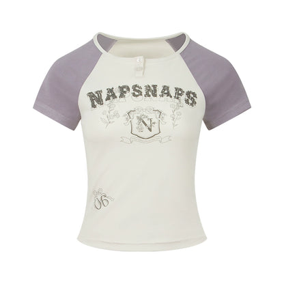 American Retro Contrast Raglan Crop Top