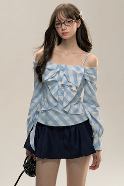 Blue Check Bow Top main image 0