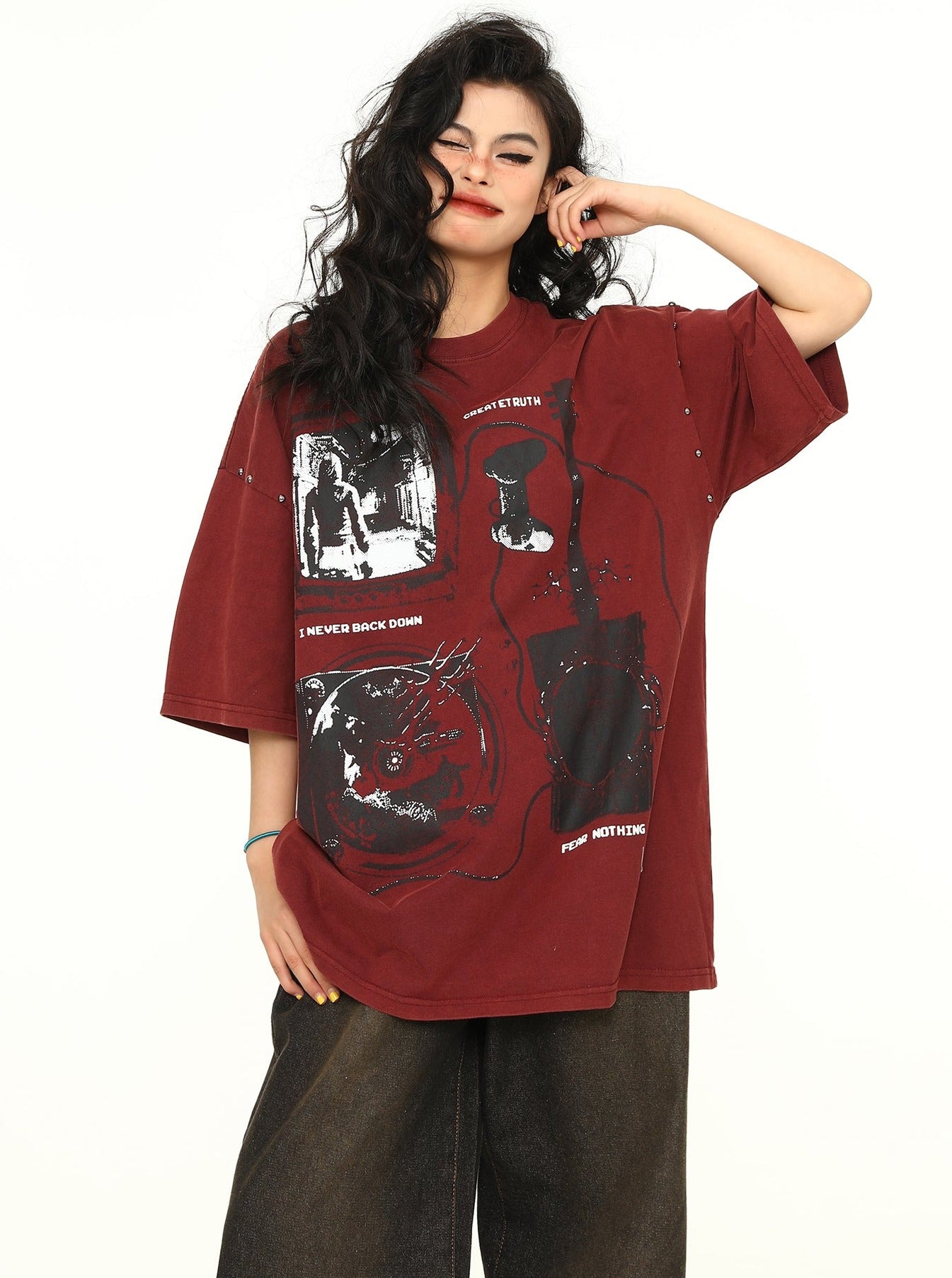 Loose Oversize Vintage Burgundy Top