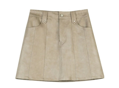 High-waisted A-line hip pleated skirt