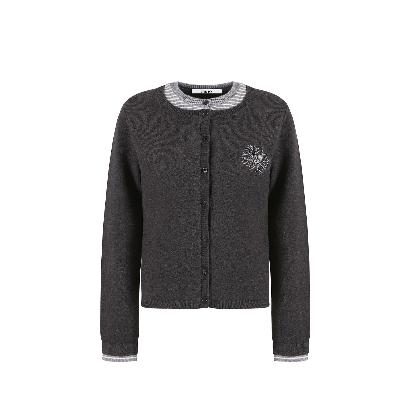 Gray Tone Embroidery Cardigan