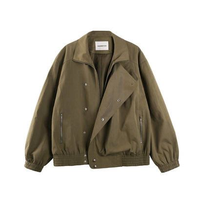 Functional Style Stand Collar Short Jacket