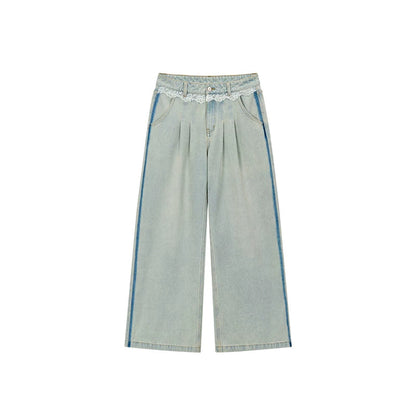 Viapitti Lace Patchwork Straight Jeans