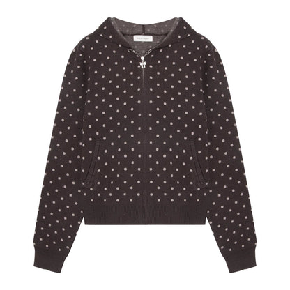 Polka Dot Hooded Knit Sweater Skirt Set-Up