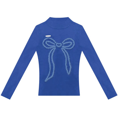 Autumn Bow Slim Knit Shirt