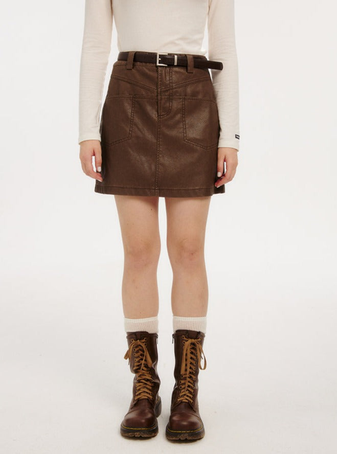 A-LINE PU LEATHER SKIRT