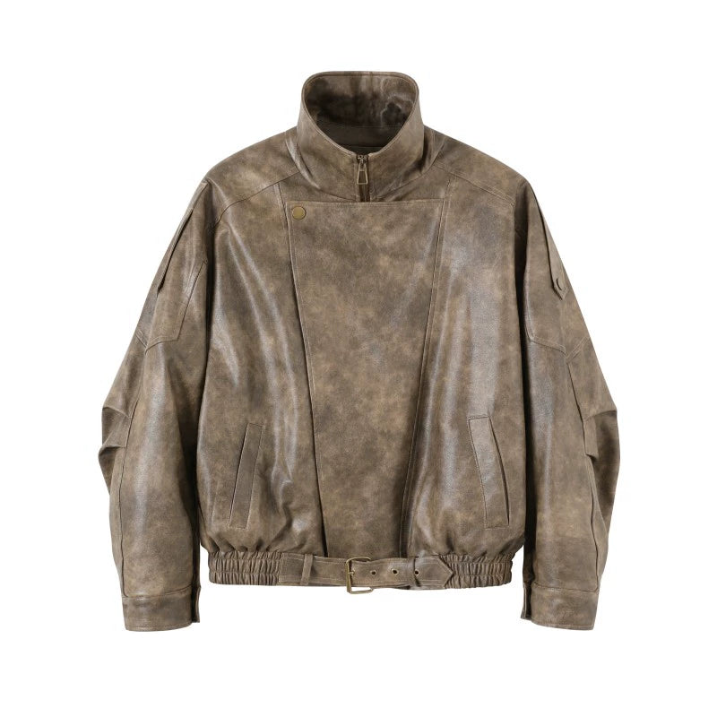 Khaki Leather Jacket Set-Up