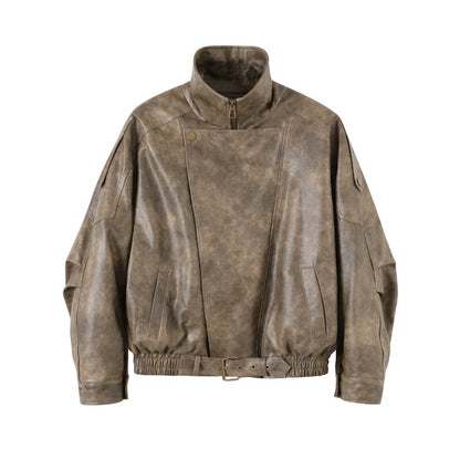 Khaki Leather Jacket Set-Up