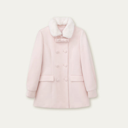 Double-Breasted Fur Collar Coat Set-Up