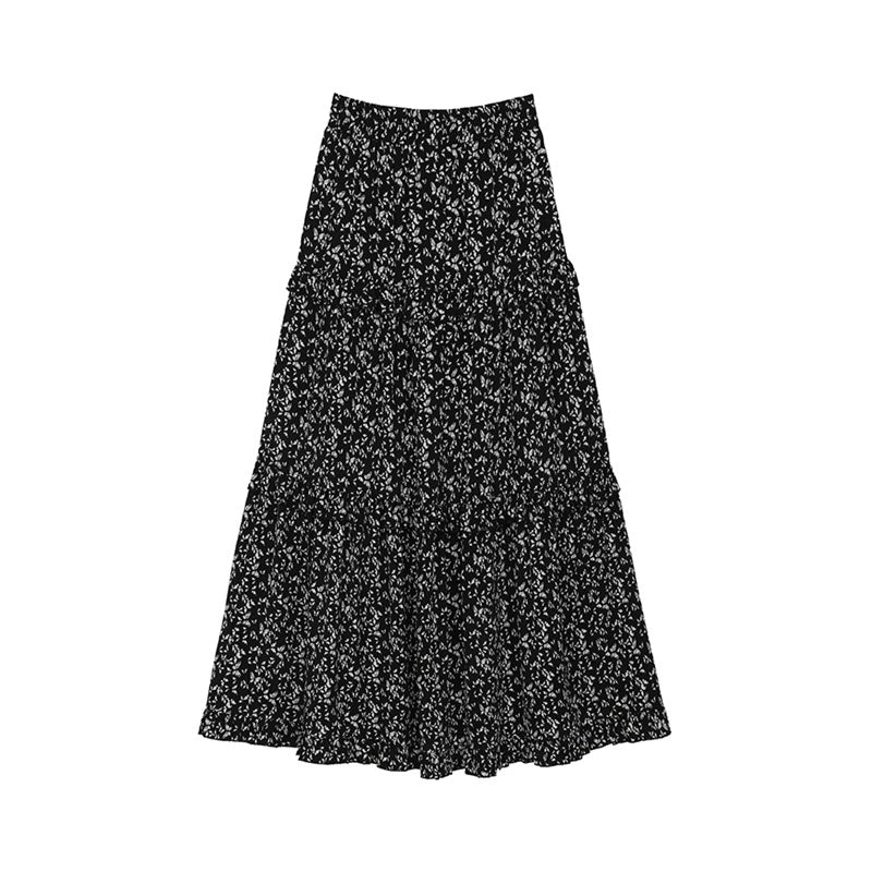 High Waist A-Line Retro Print Long Skirt