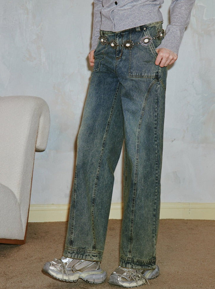 American retro straight leg pants