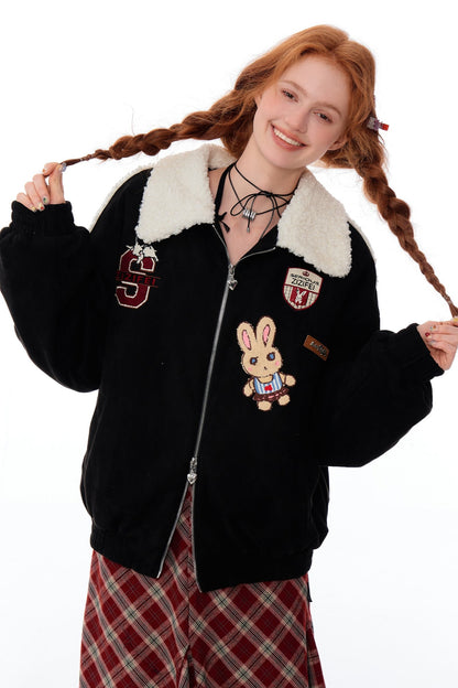 Hicken Cotton Bunny Baseball Jacket