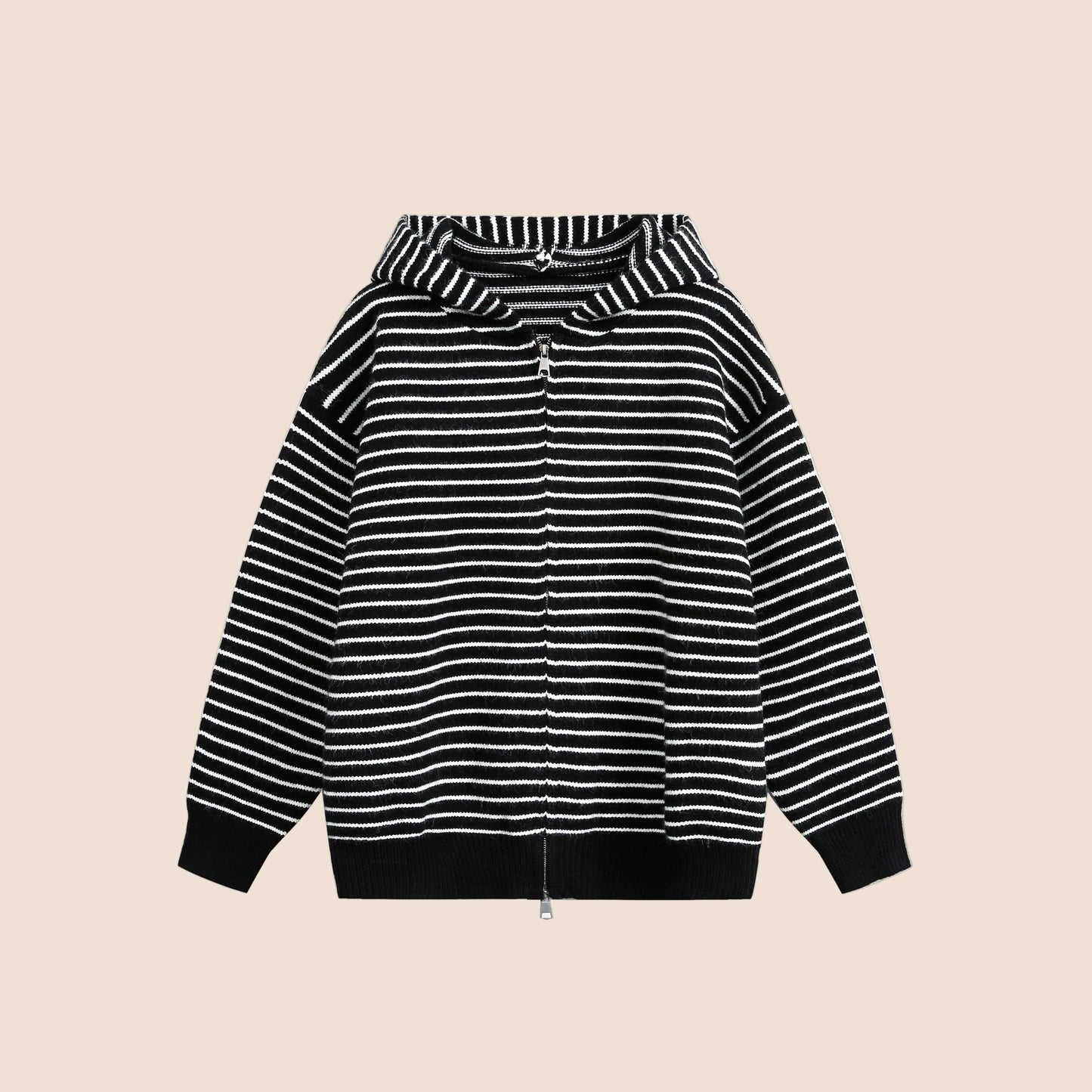 Color-Block Striped Knit Cardigan