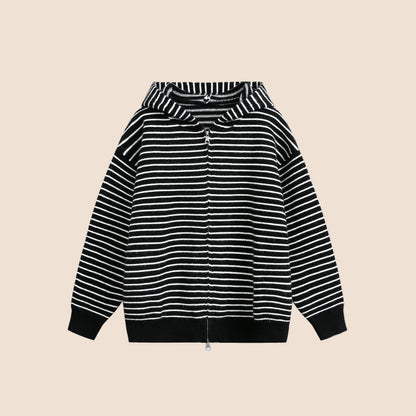 Color-Block Striped Knit Cardigan