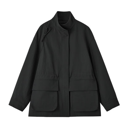 Drawstring Bow Cargo Coat