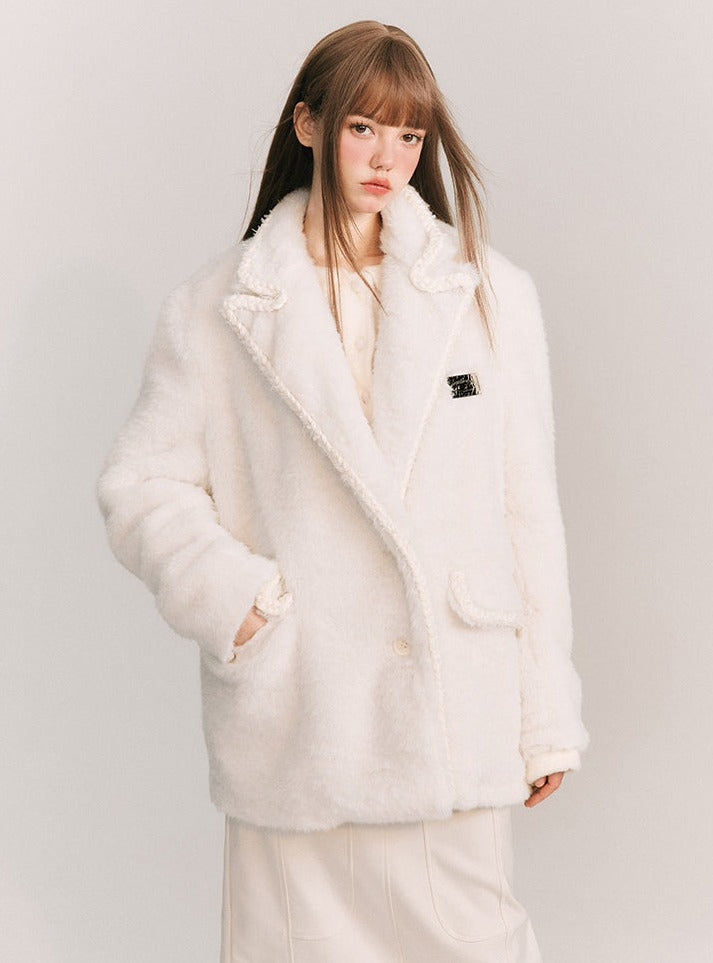 Wool twist white tweed Coat