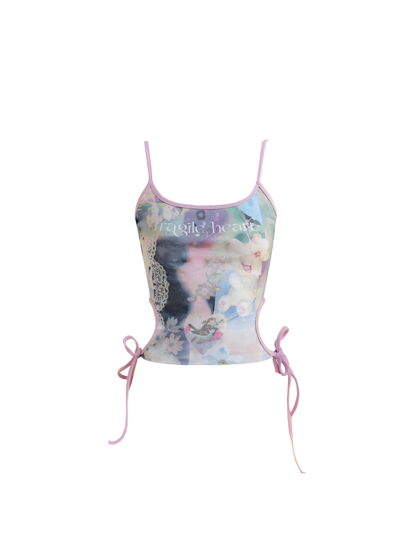 Dimensional Cut-Out Print Vest Top