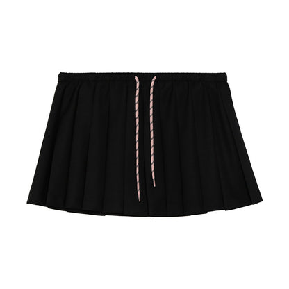 Drawstring Pleated Skirt