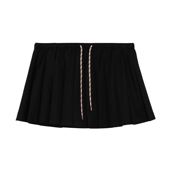 Drawstring Pleated Skirt