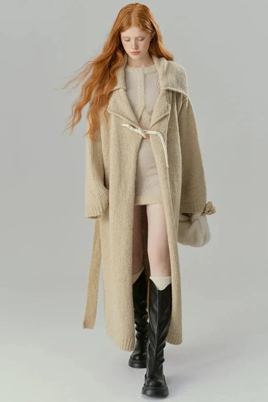 Wool Lapel Long Cardigan Jacket