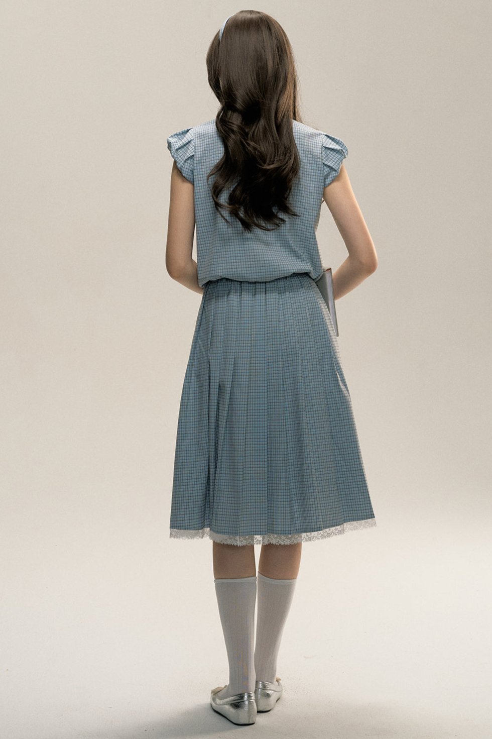 Flying Sleeve Shirt and Pleated Skirt Set-Up