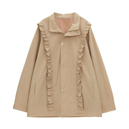 KHAKI FUNGUS EDGE TRENCH COAT