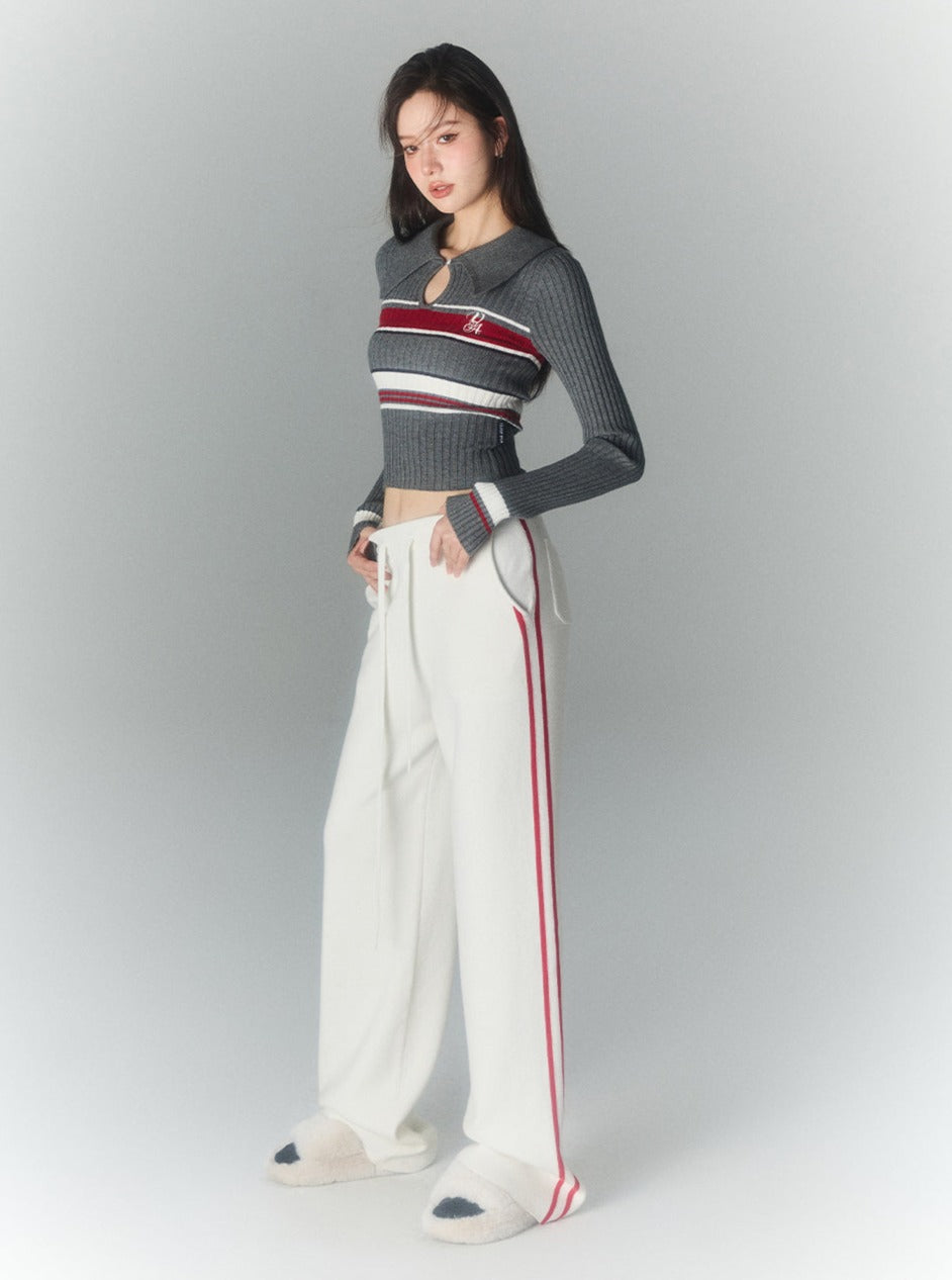 Striped Thickened Knitted Casual Pants