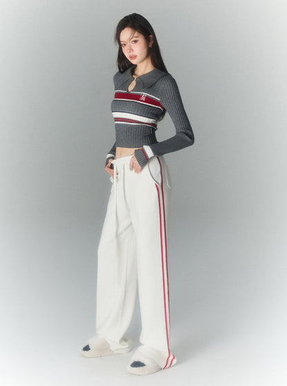 Striped Thickened Knitted Casual Pants