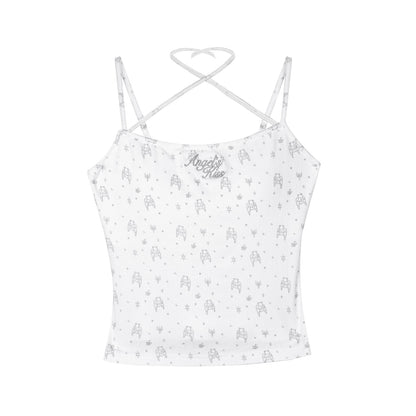 Angel Bear Print Camisole Cardigan Set-Up