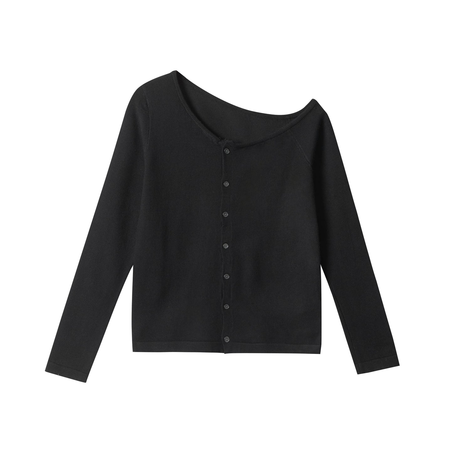 Black Knitted Off-Shoulder Cardigan