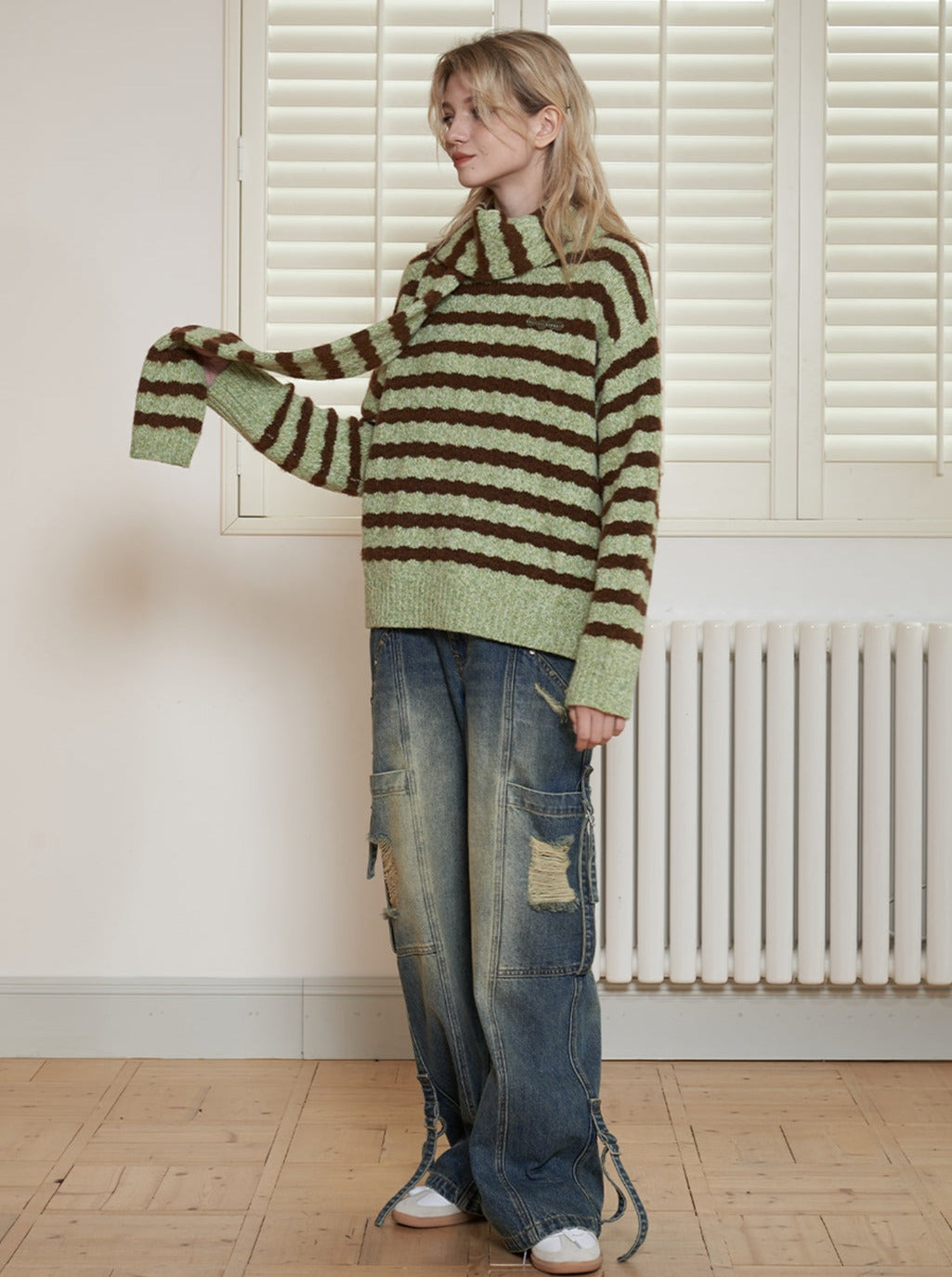 Retro Green Wavy gestreifte Pullover