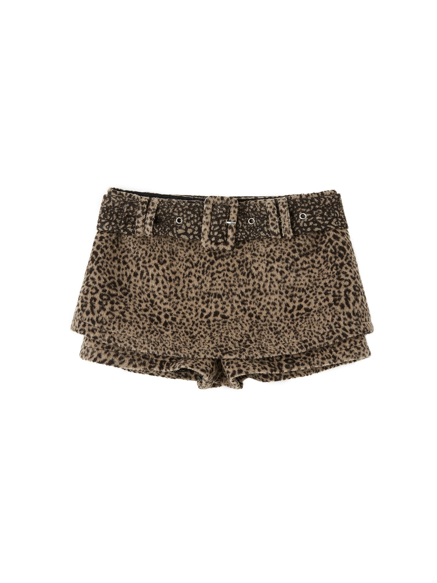 Leopard Print Wool Skirt Pants