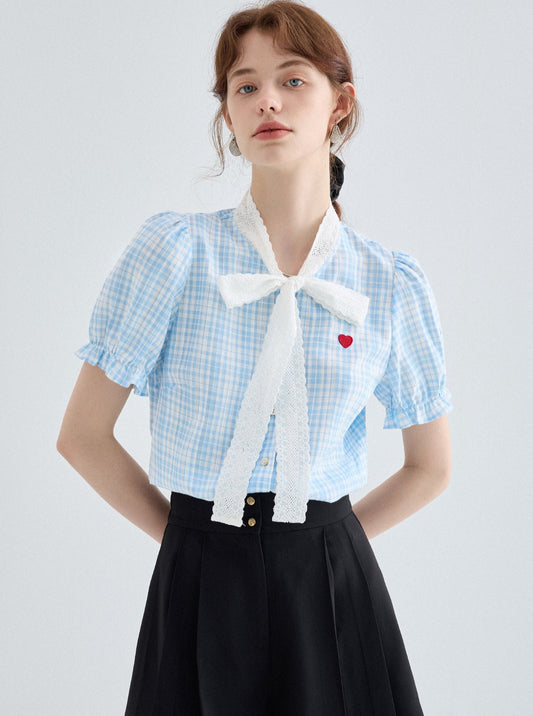 Embroidered Lace Check Shirt