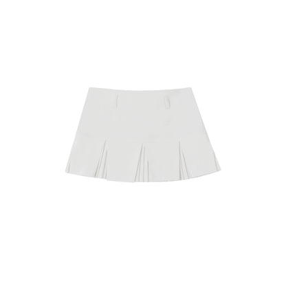 Pleated A-Line White Skirt