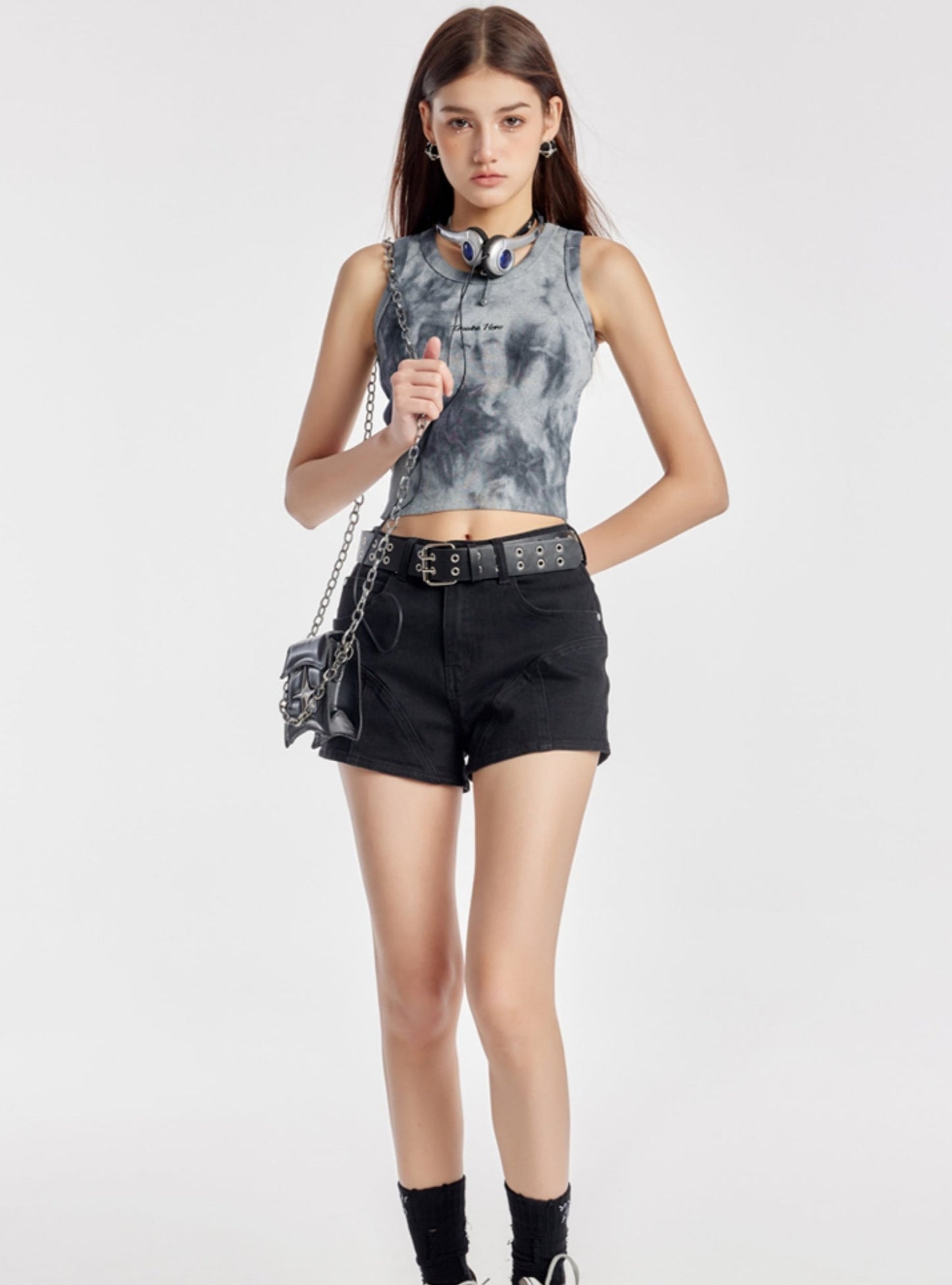 Retro-Stickerei Slim Fit Tie-Dye Weste Top