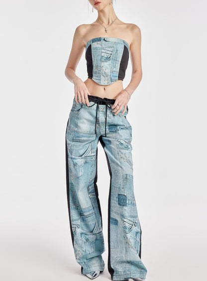 Ether Blue Stitched Jeans