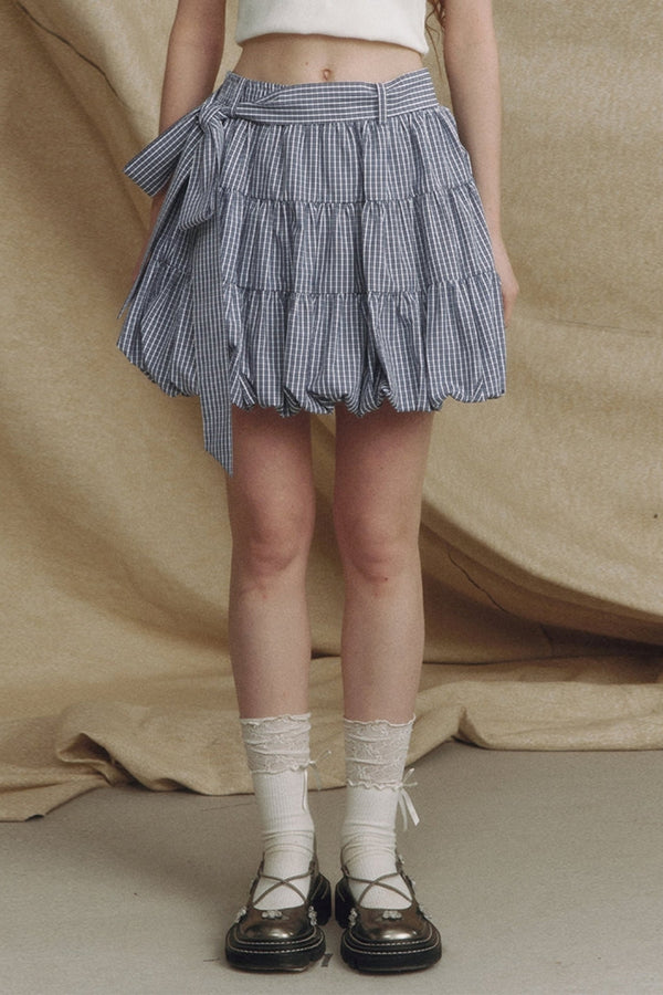 Navy Collar Plaid Jacket Set-Up