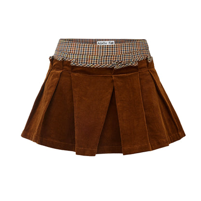 Irregular Folded Corduroy Skirt Set-Up