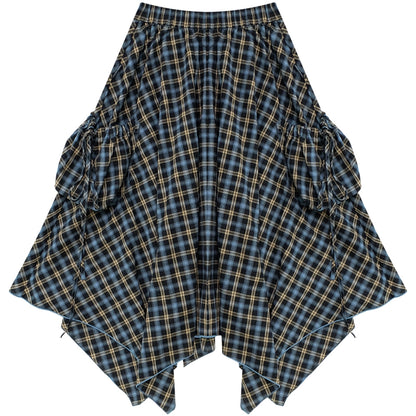 Blue Plaid High Waist Slimming Skirt
